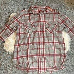 Arizona Jean Company Red and Gray Casual Button Down Shirt